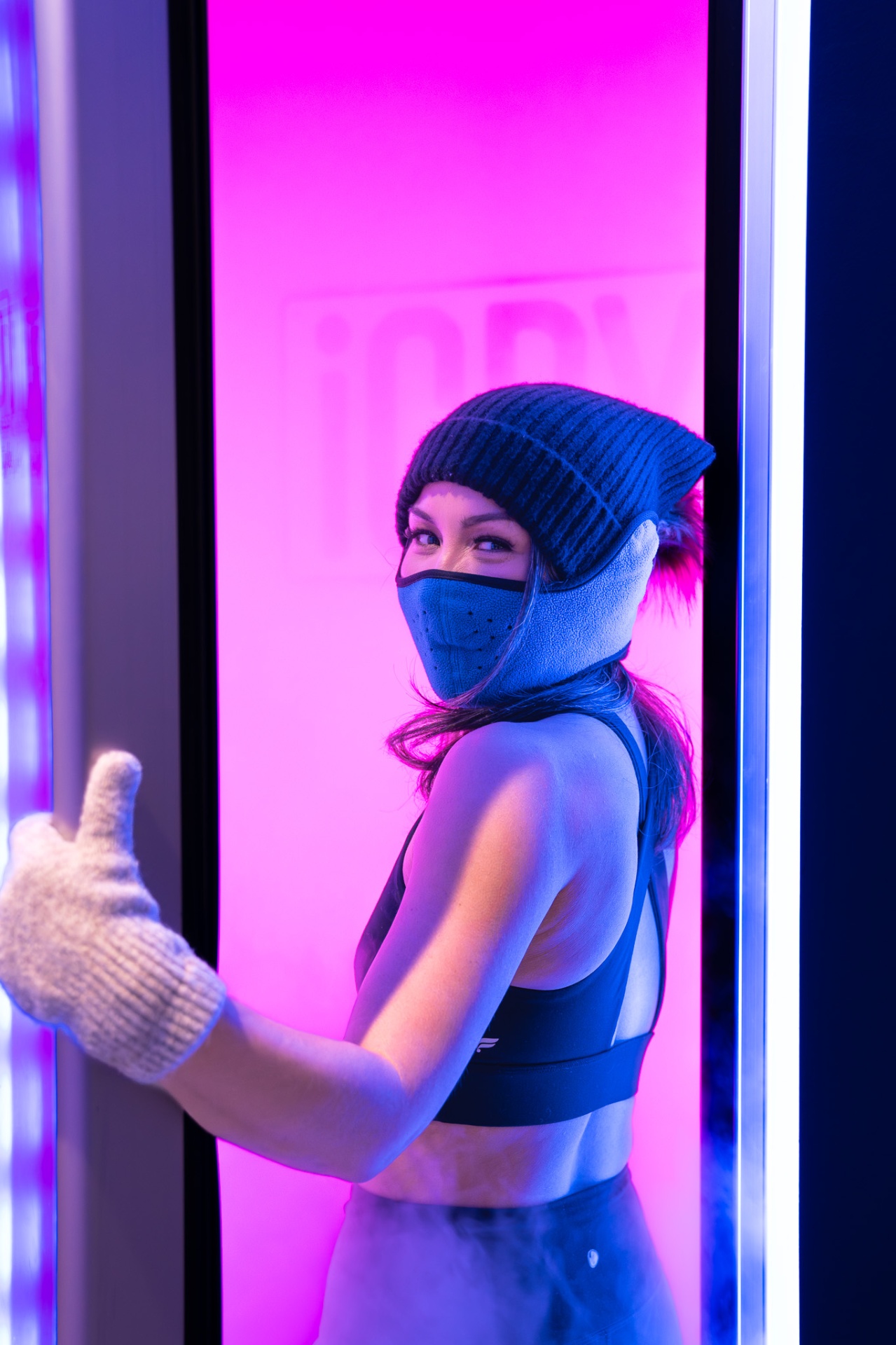 iCRYO Clemson guest geared up inside the cryo chamber